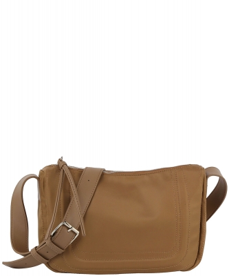 Stitched Nylon Messenger Crossbody L-0332-M STONE